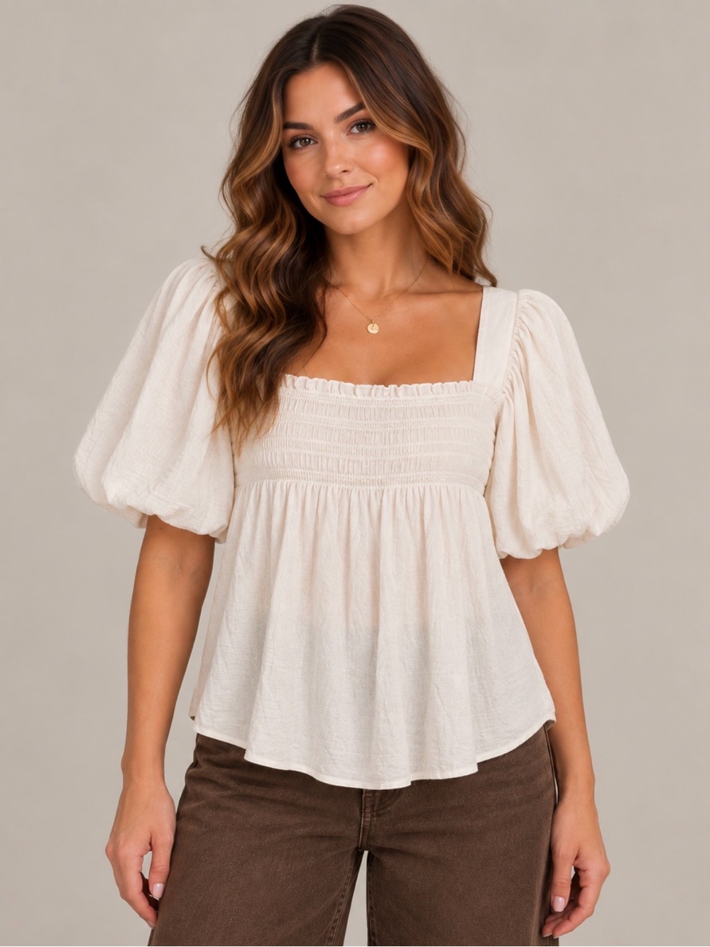 Angels Forever Young Cream Puff Sleeve Blouse NWT
